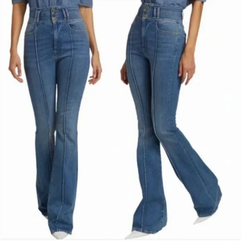 Frame Le Caroux Center Seam High Waist Flare in Ashton Wash Jeans Size 30